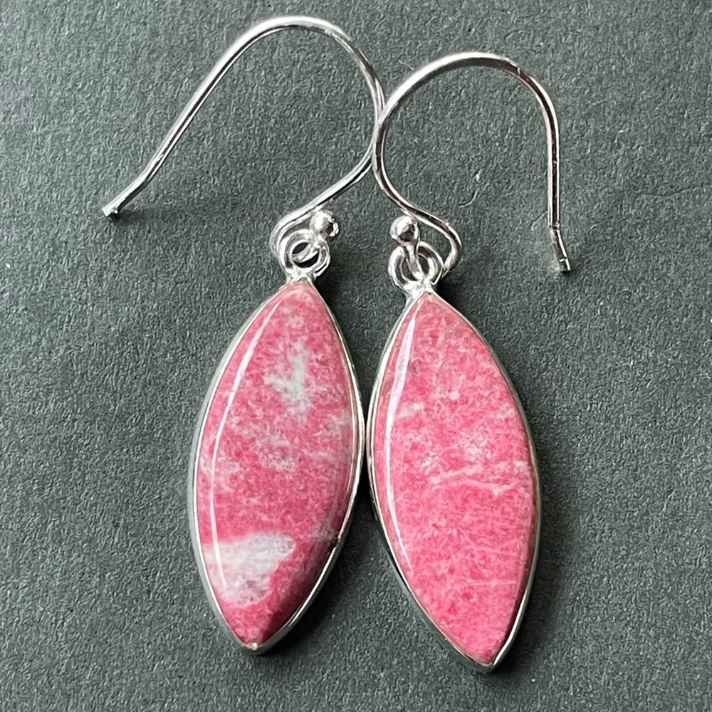 Natural Norwegian Pink Thulite Sterling Silver Earrings